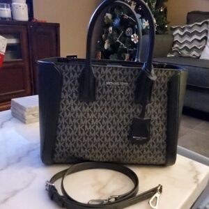 Michael Kors Monogram Black and Gray Satchel